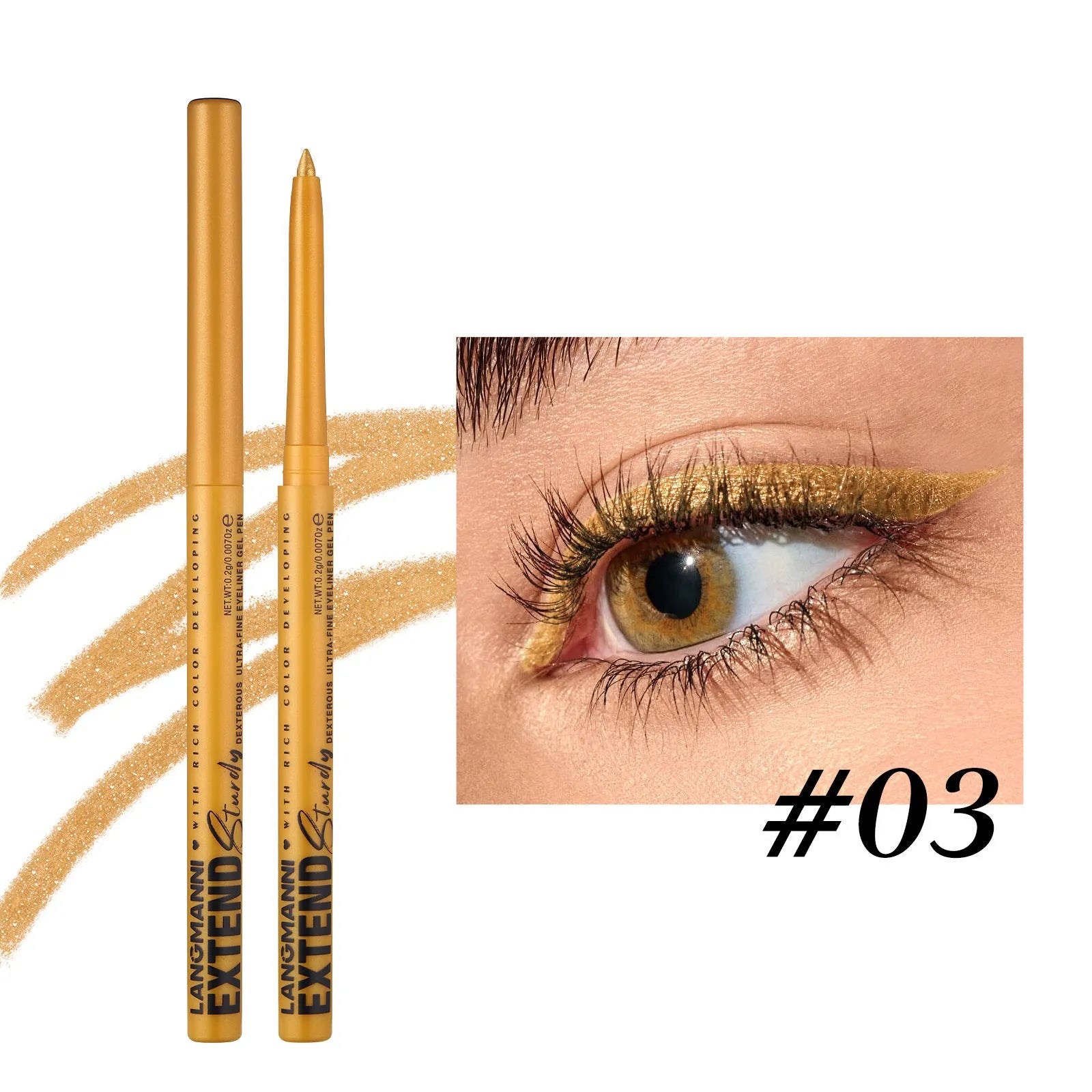12 colourful gel glitter eyeliner pencils in vibrant shades including matte, glitter, metallic and pearl effects