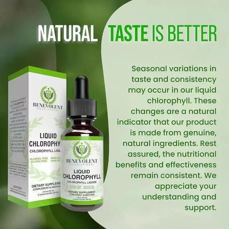 60ml bottle of liquid chlorophyll drops with dropper for adult body odour and intestinal care