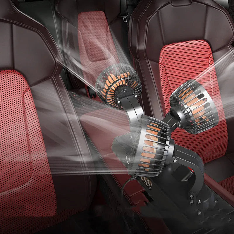 Automotive three head electric cooling fan with long cable for car or van use.