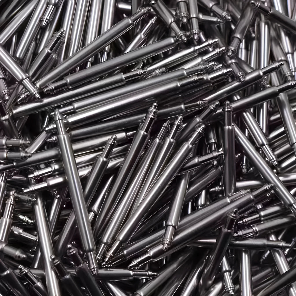 Watch bolt auricular needle spring shaft for repair, available in sizes 21mm to 26mm.