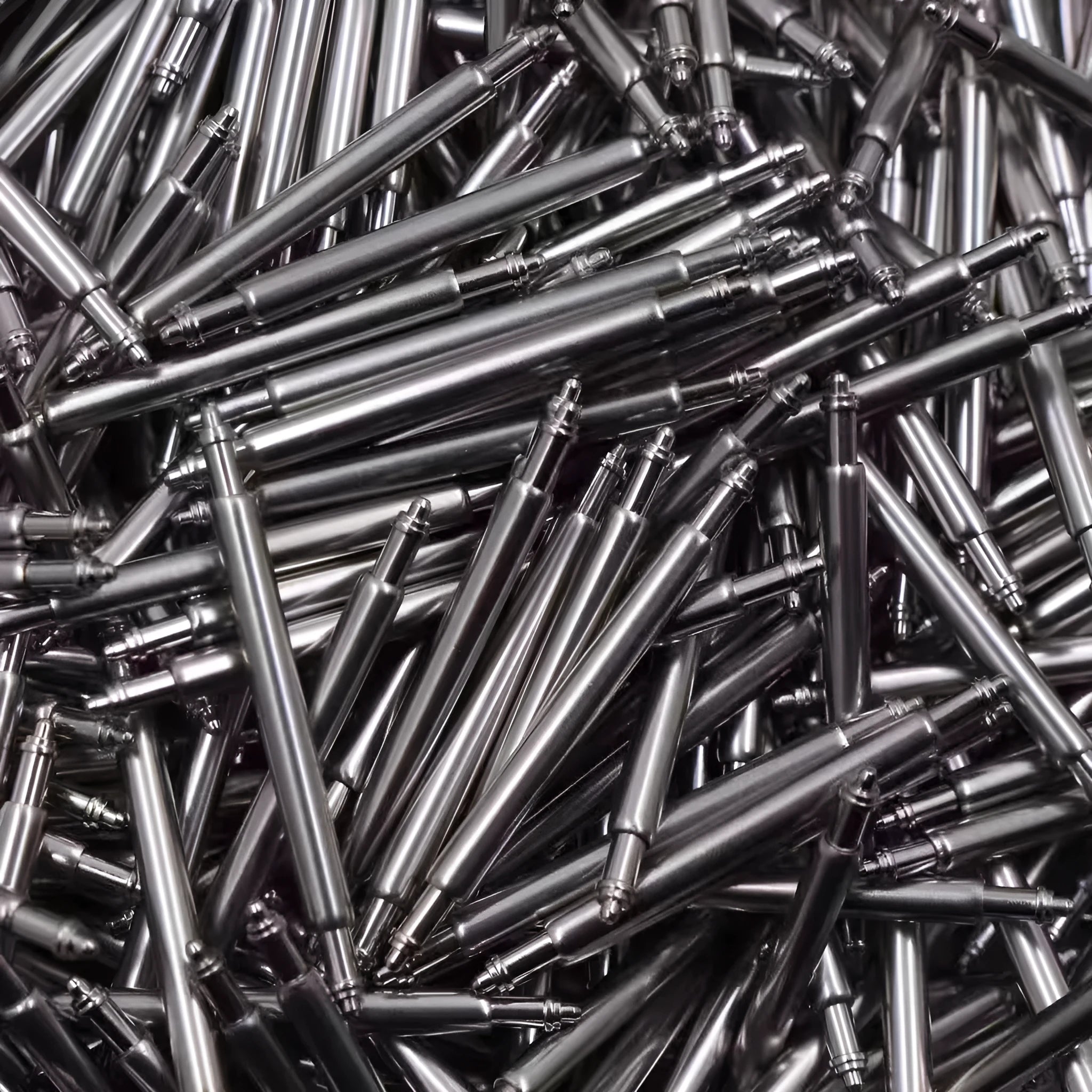 Watch bolt auricular needle spring shaft for repair, available in sizes 21mm to 26mm.