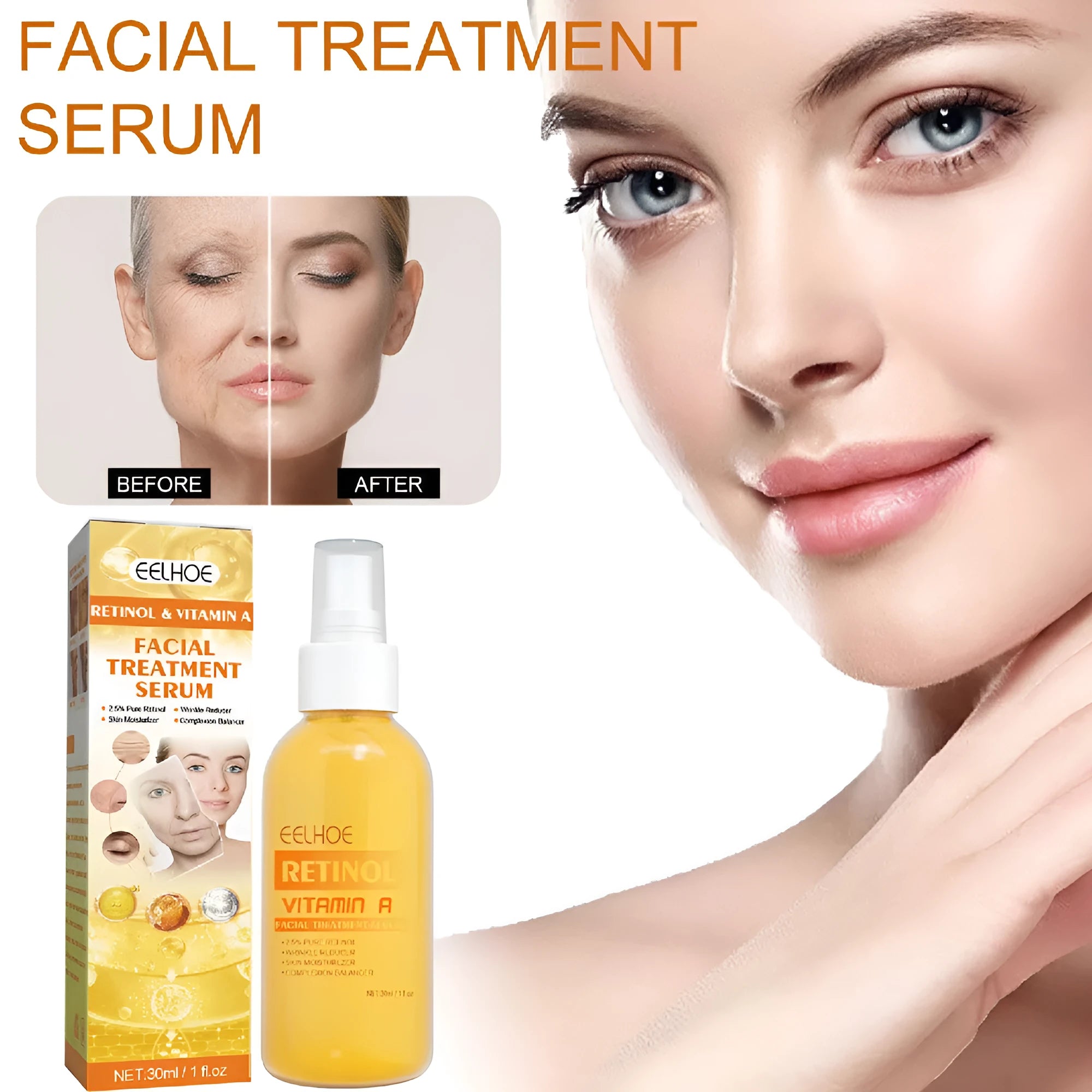 30ml retinol anti-wrinkle essence spray in box with spray bottle for facial treatment