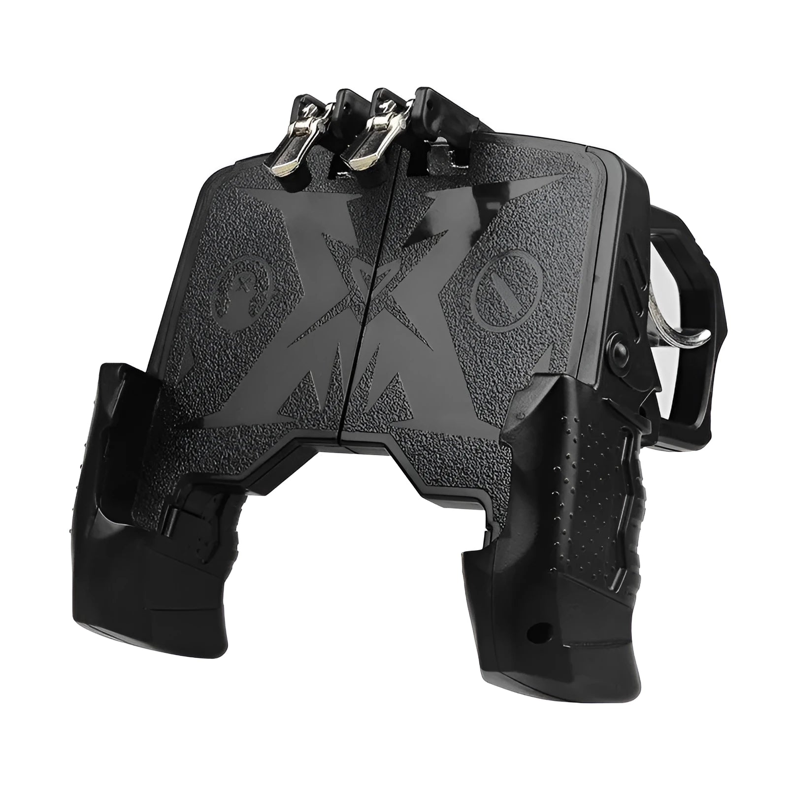 Black mobile phone game controller handle attachment for PUBG gaming