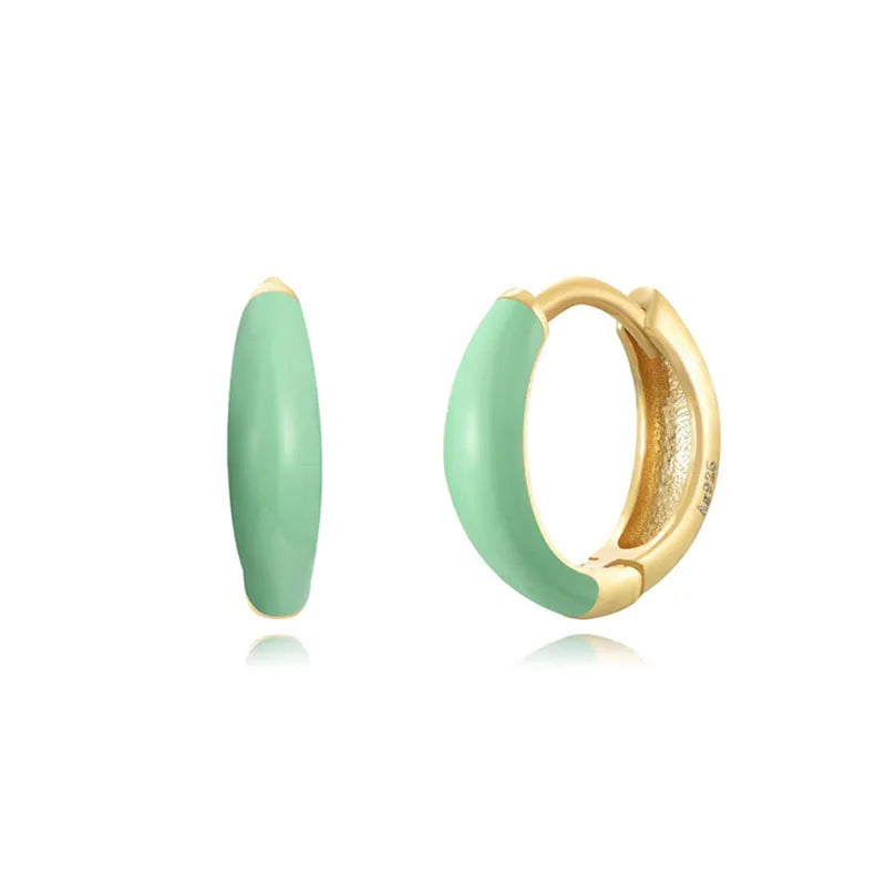 Epoxy oval curved earrings with geometric U-shaped design in seven colour options