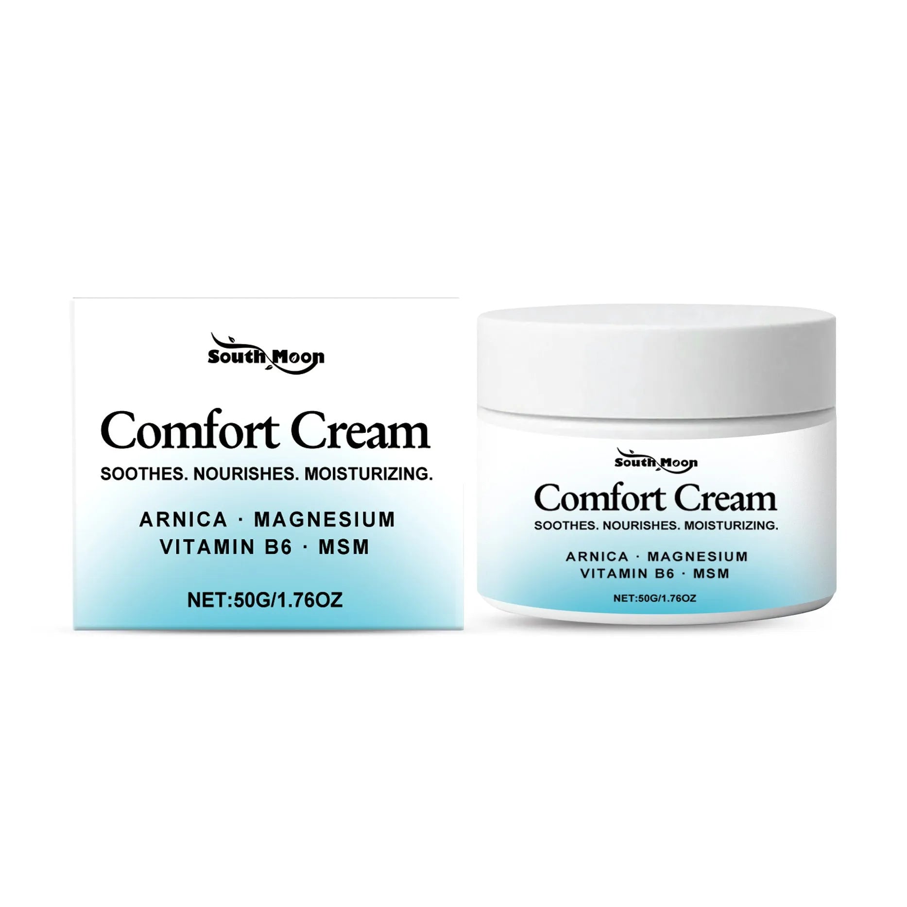 50g jar of gentle hydrating moisturising cream for body skin care.