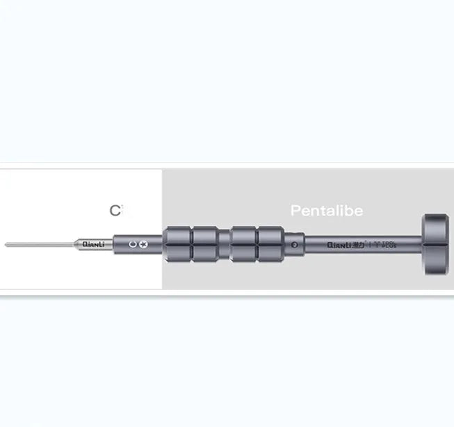 Precision screwdriver with grenade-shaped handle for iPhone repair with five bit types