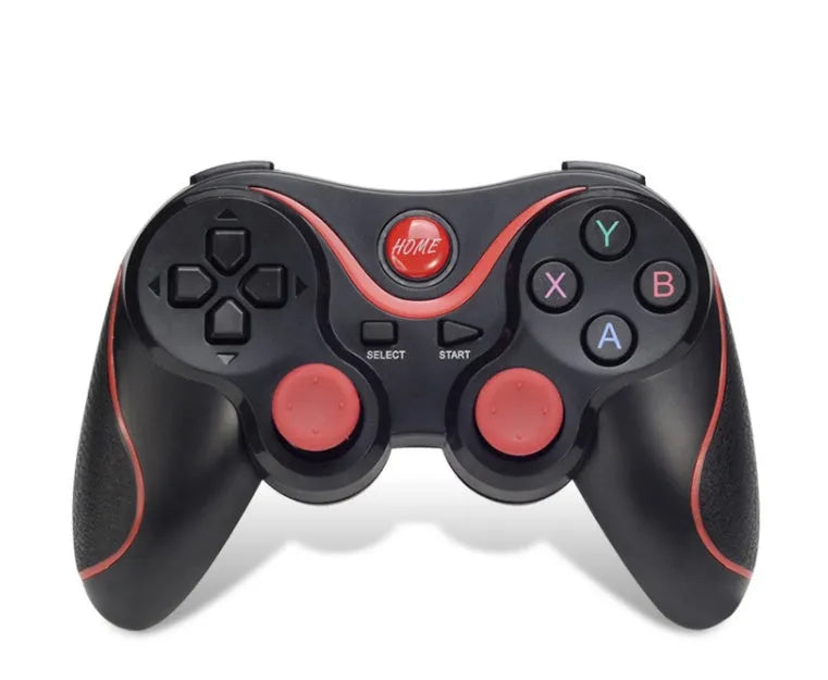 X3 Bluetooth wireless game controller for Android phones with mobile phone clip attached