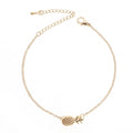 Alloy pineapple charm bracelet for women in gold or silver tone with adjustable chain