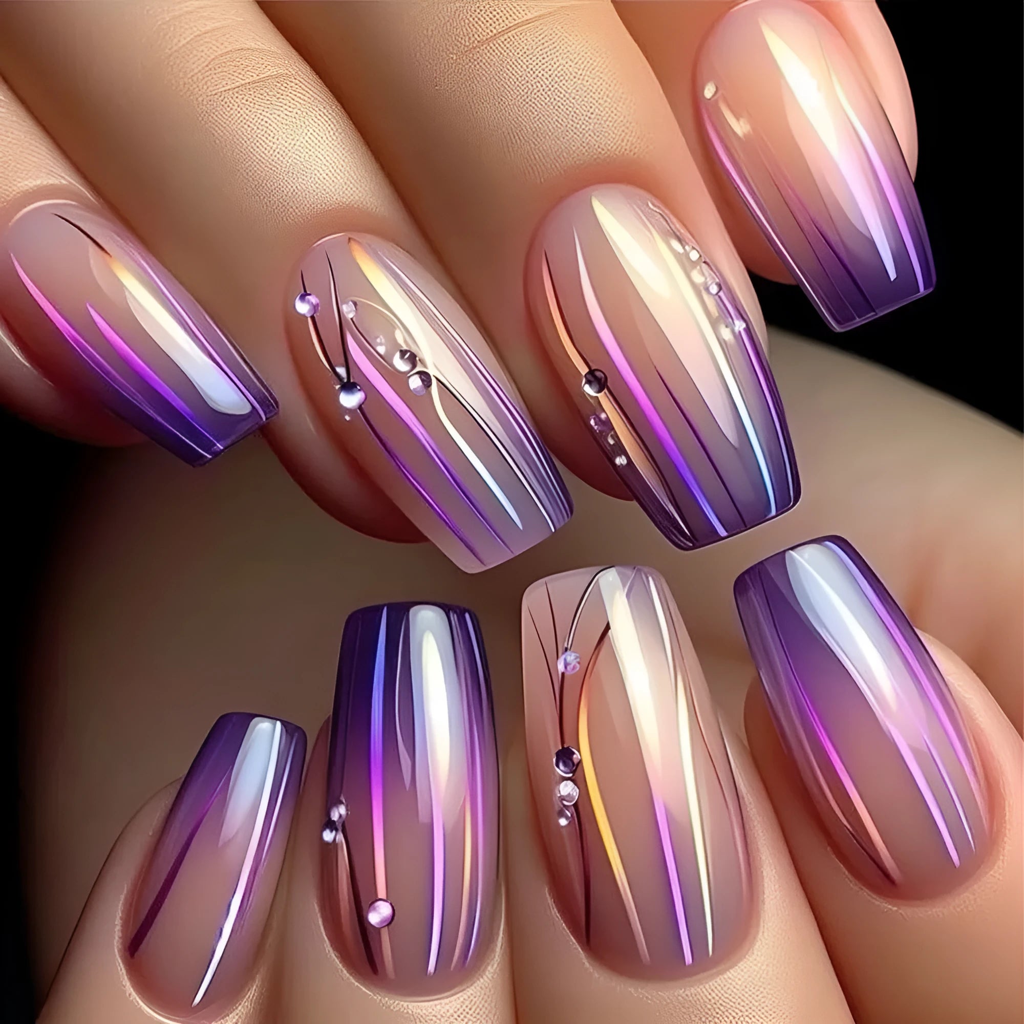 Magic colour asterism nail stickers with starry sky gradient pattern for short ballet nails