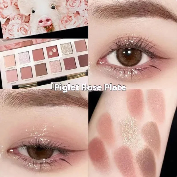 Twelve-colour animal themed eye shadow palette with matte and shimmer shades