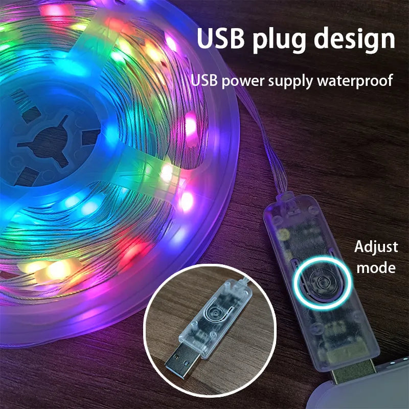 10-metre LED party light string with 100 multi-colour bulbs showing multiple lighting modes