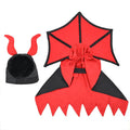 Black polyester vampire cloak and hat costume for a cat or small dog on a white background.