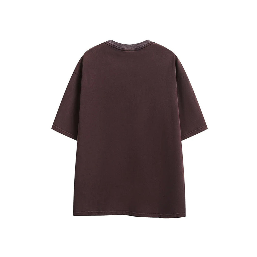 Men's purple and black retro washed cotton short-sleeve t-shirt in a loose fit