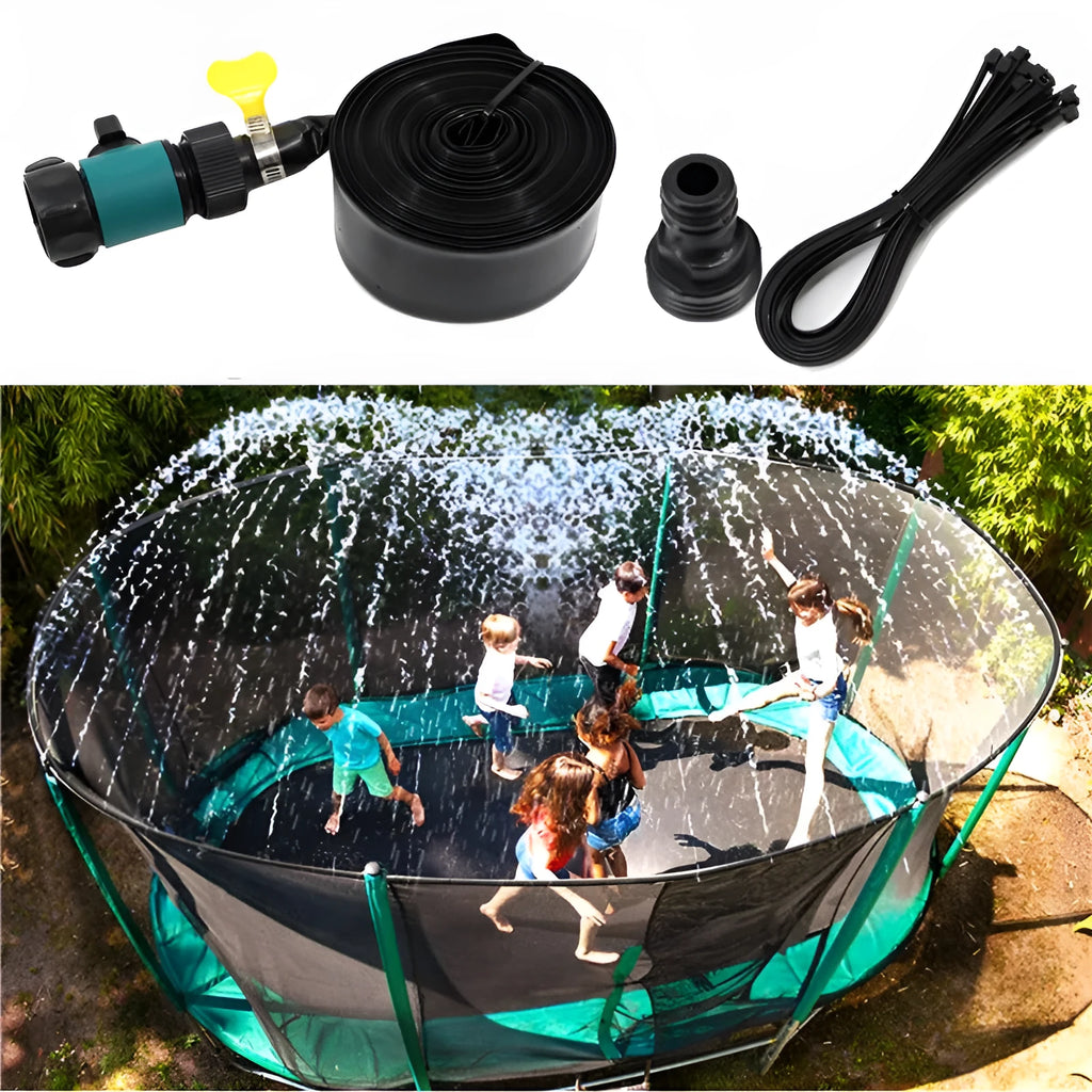 Portable garden sprinkler with solar water cooling in blue or orange colour