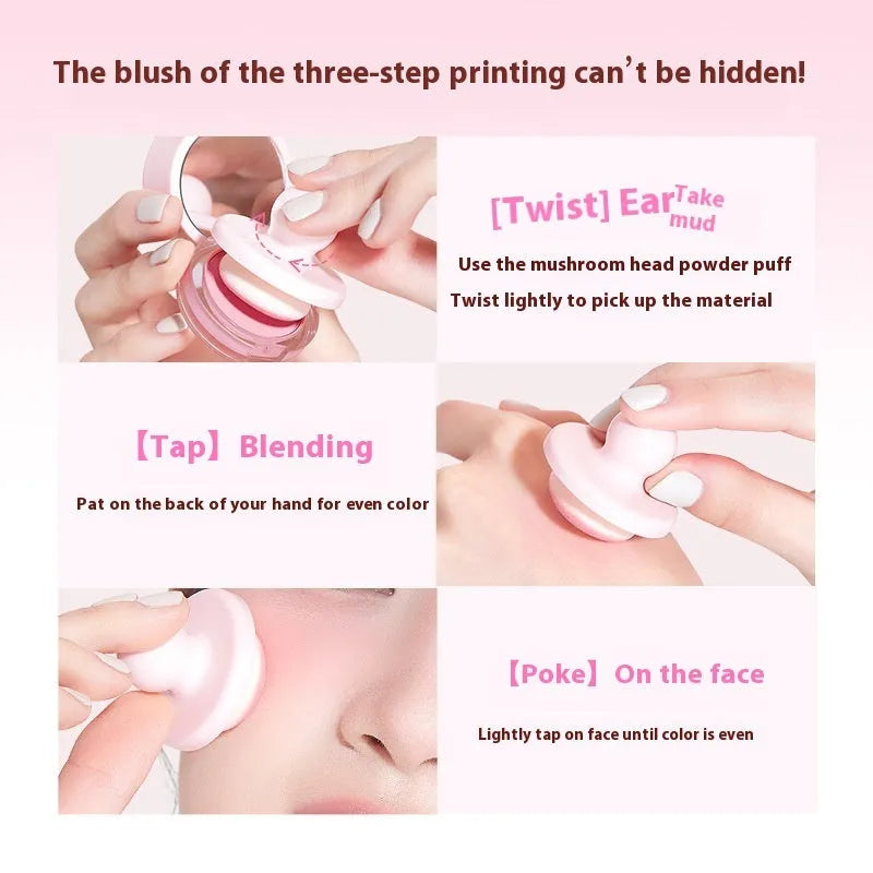 Can powder blusher mud compact in nude shimmer shades: Oxygenated White Peach, Sweet Potato Heartbeat, Sugar Heart Melon, Good Peanut.
