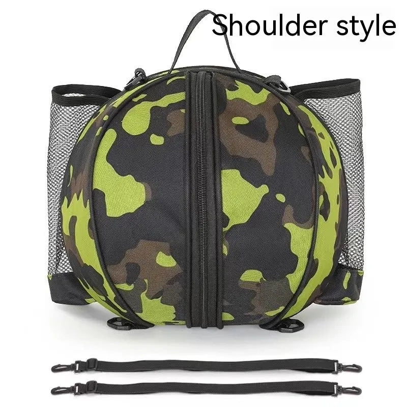Oxford cloth basketball training bag in black, shown in one-shoulder and two-shoulder backpack styles