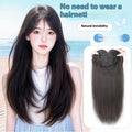 Full-head wear-free hair net wig with long straight high-temperature fibre and layered styling in black colour options
