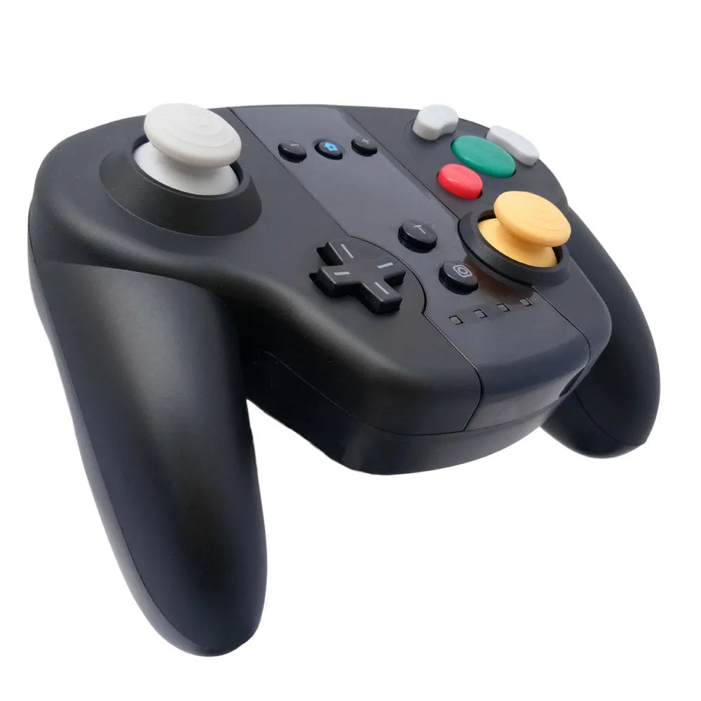 Black wireless gamepad controller with NFC for Nintendo Switch and Windows PC
