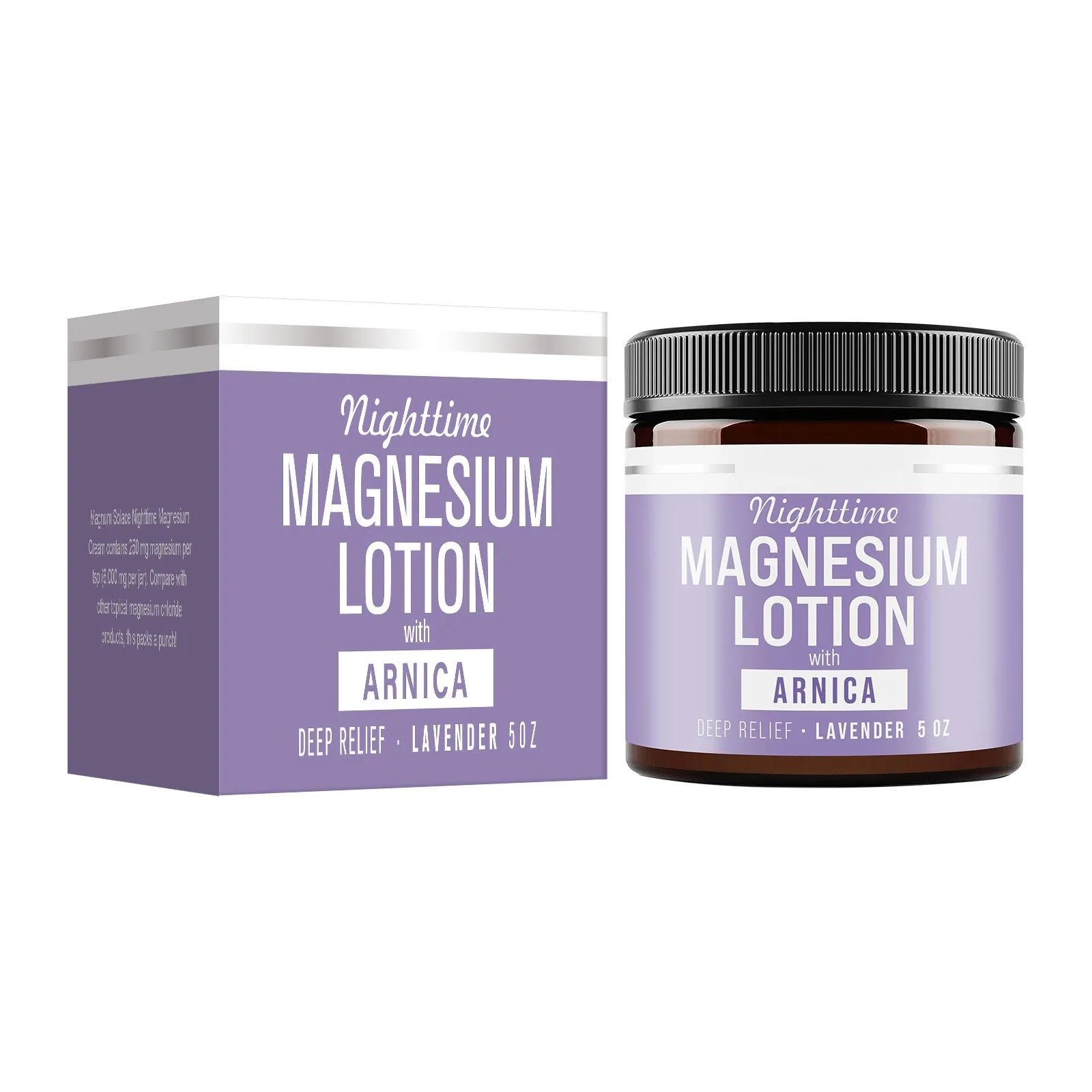 Jar of Magnesium Body Butter Cream, 150ml volume, with label showing ingredients.