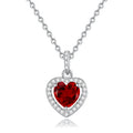 Women's sterling silver S925 necklace with heart-shaped natural gemstone pendant on cross chain