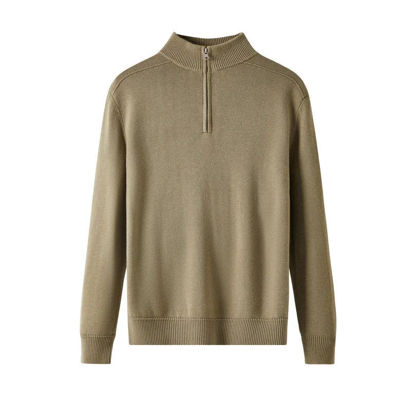 Men's thickened wool casual sweater in slim fit with long sleeves and pullover design
