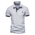 Men's slim fit grey T-shirt with a detailed deer embroidery design on the chest.