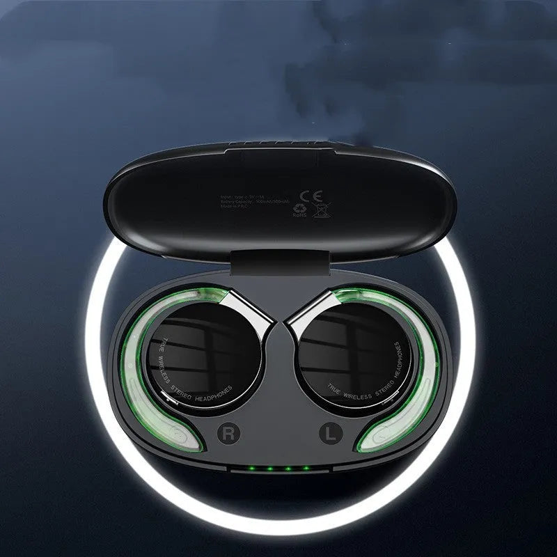 Black and white sports wireless Bluetooth earphones with ear plug design for fitness activities