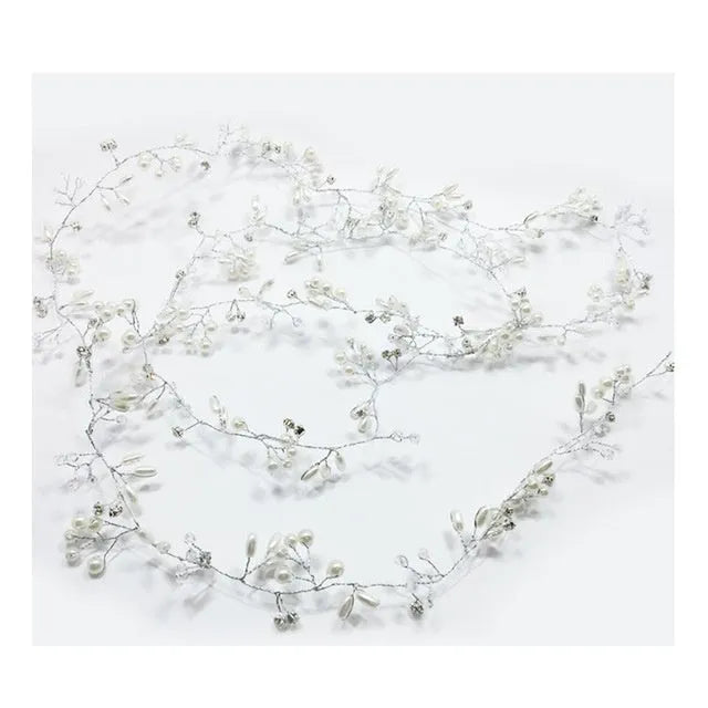 Wedding hair band with crystal and pearl decorative elements in gold, silver and rose gold colour options