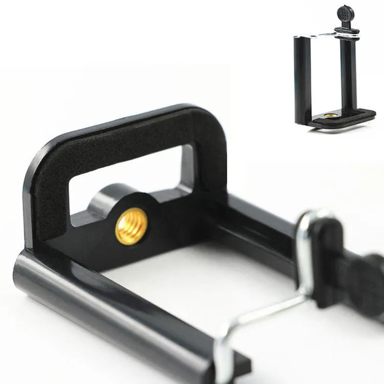 Black ABS plastic mobile phone holder with U-clip design and adjustable hose bracket for car mounting