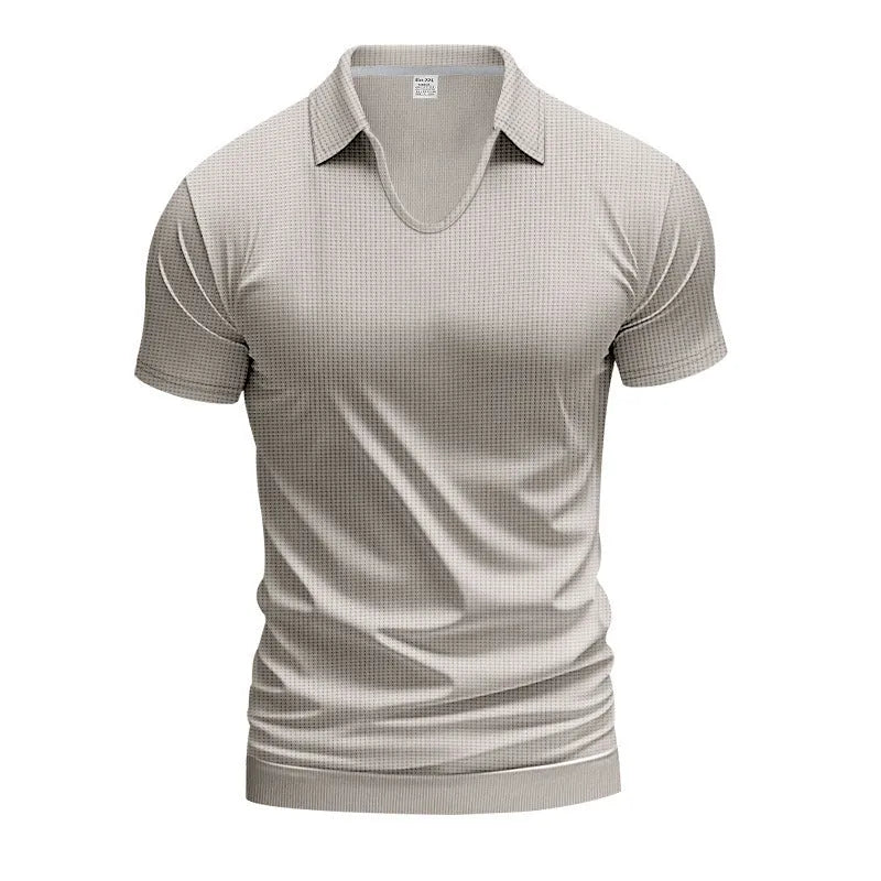 Men's casual V-neck short sleeve t-shirt in loose fit with six colour options