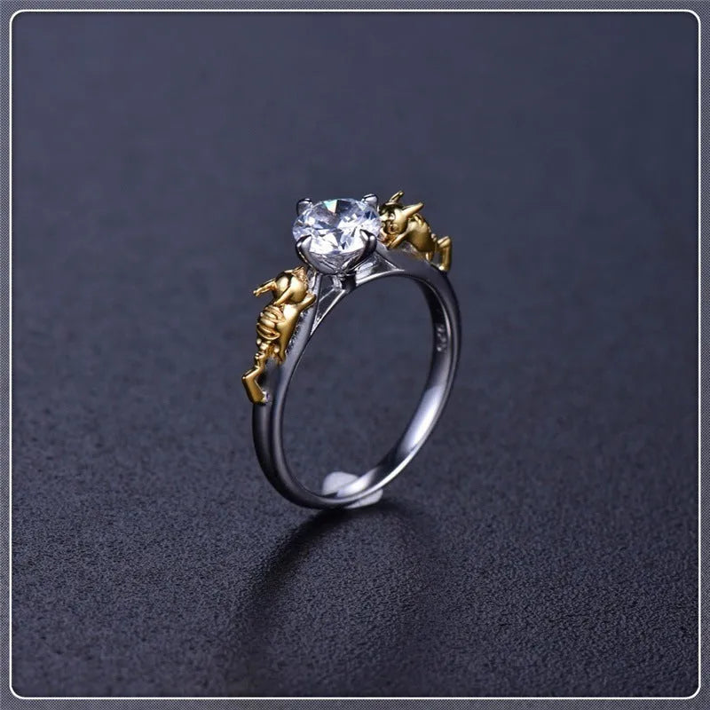 Black gold crown cosplay ring with crystal detailing on copper band