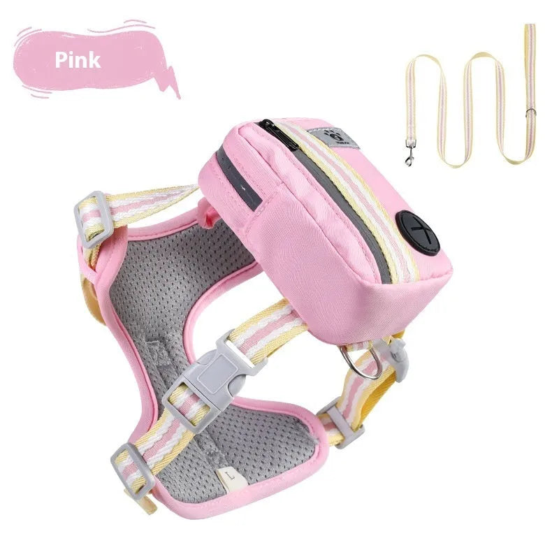 Explosion-proof anti-strangulation pet harness in Oxford cloth with a 1.5 metre rope.