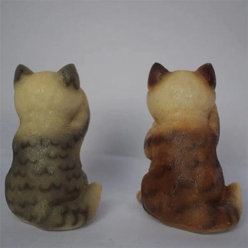 Brown resin cat-shaped solar light for garden pathways
