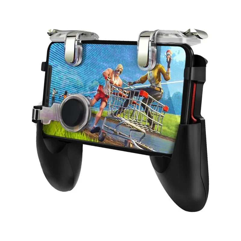 Black mobile phone game controller handle attachment for PUBG gaming