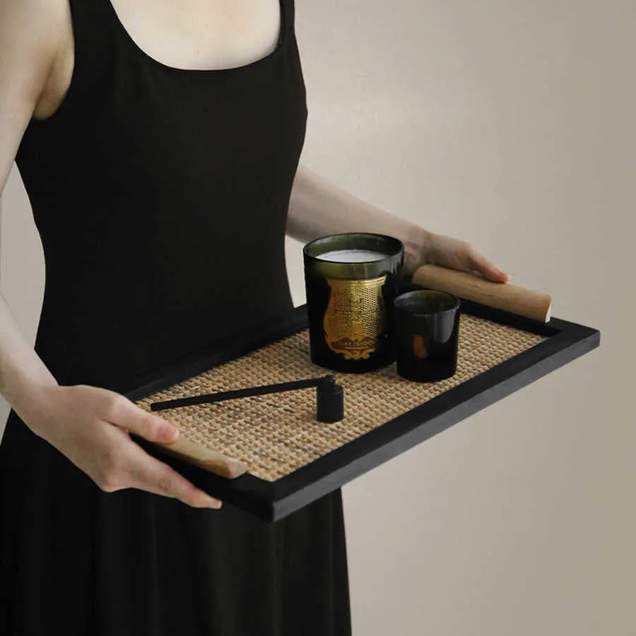 Pine wood dining tray with compartments available in large and small sizes