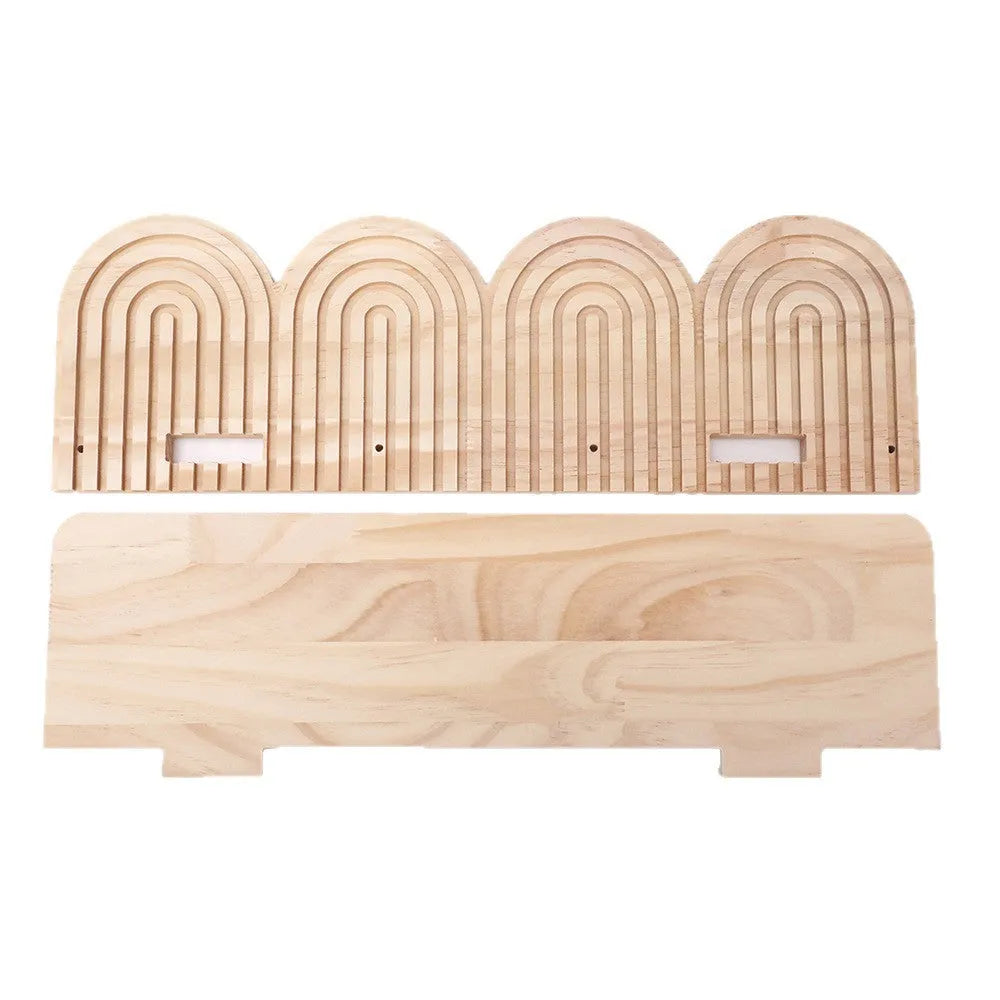 Solid wood wall-mounted flower pot storage rack with multiple shelf layers for plant organisation