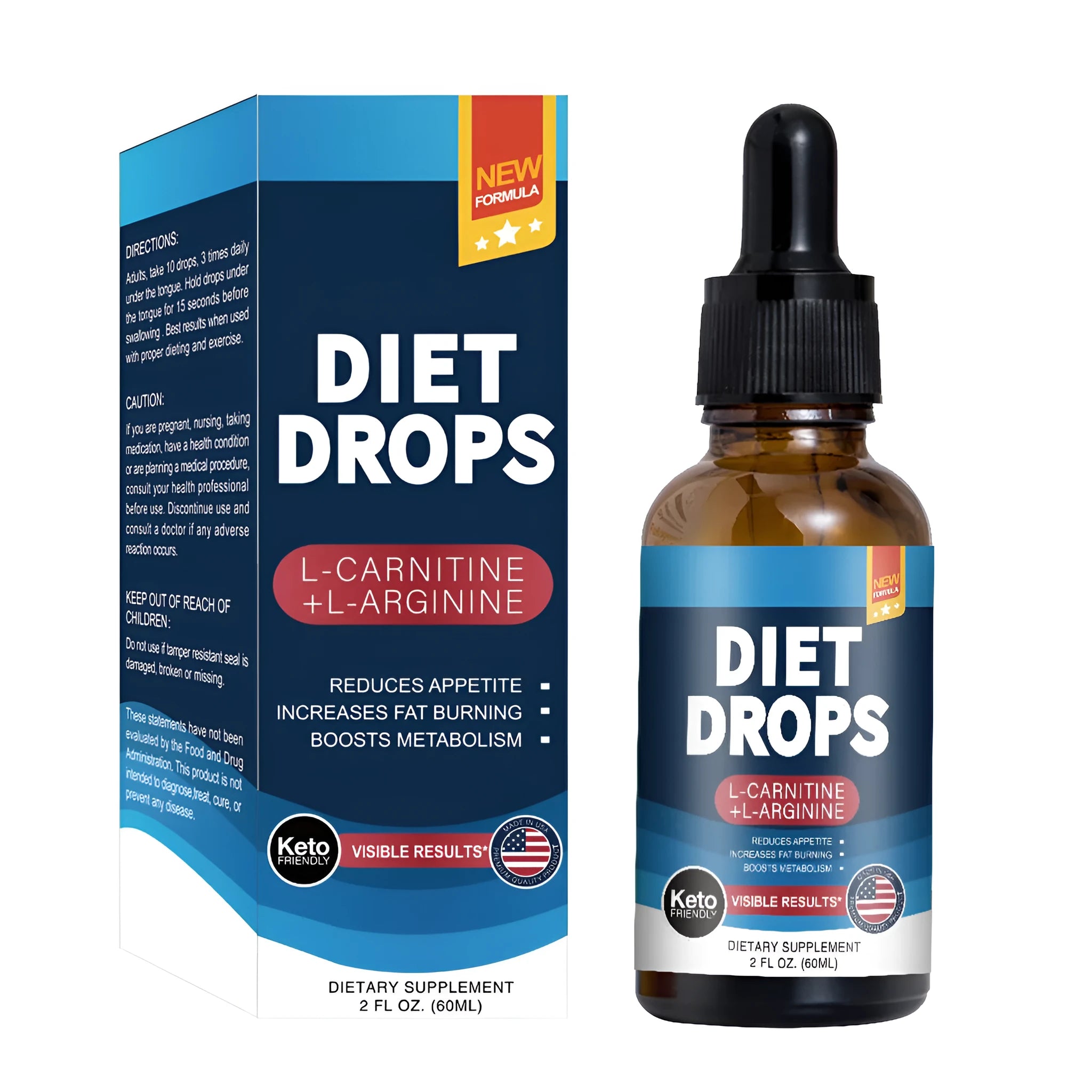 60ml bottle of ketone drops supplement with dropper for precise measurement