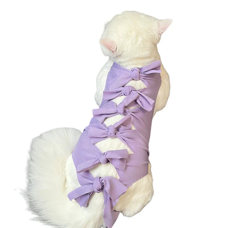 Adjustable lace-up polyester recovery vest for cat post-sterilisation care in multiple colour options