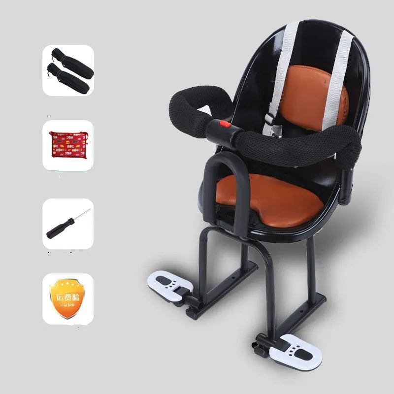 High carbon steel children's front seat for battery scooters in black colour