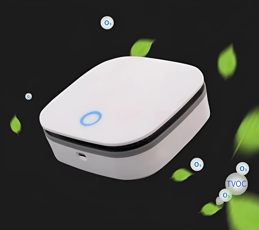 White USB-powered air purifier for car use with button control