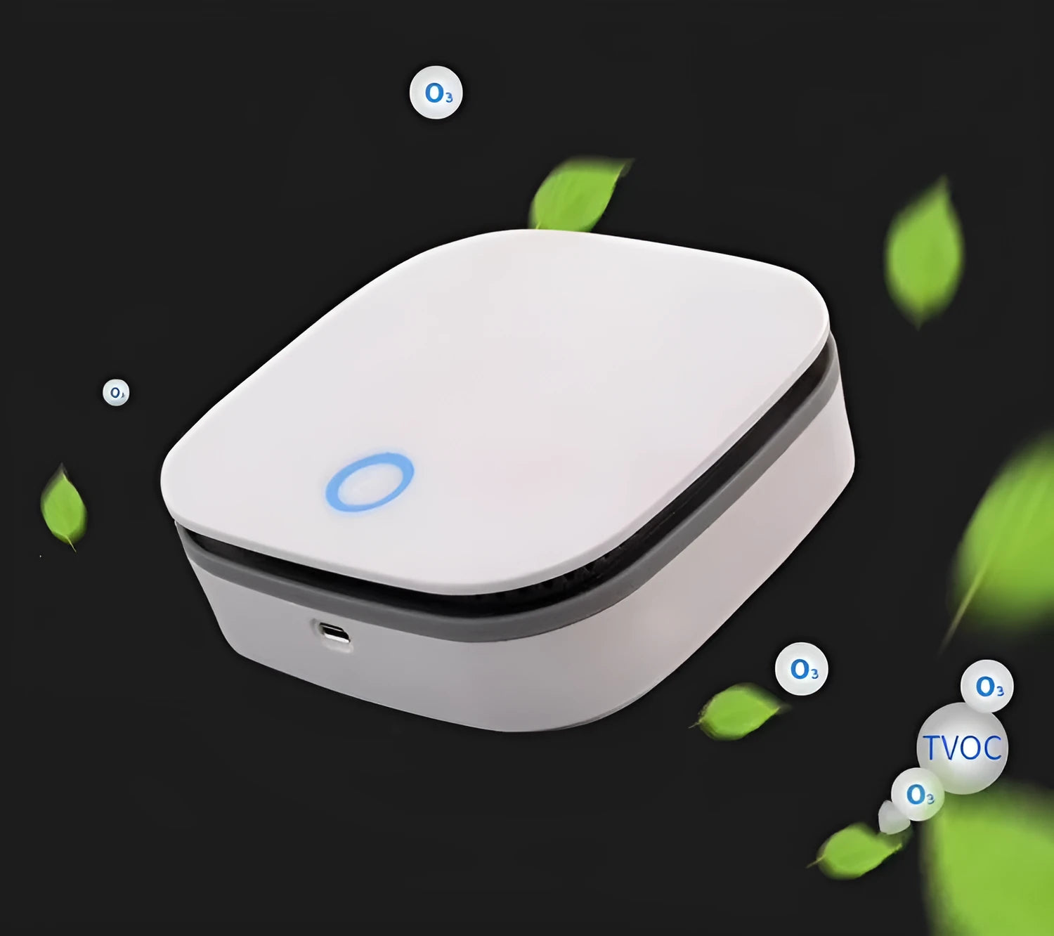 White USB-powered air purifier for car use with button control