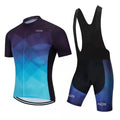 Cycling jersey and shorts set for summer bike riding with moisture wicking properties