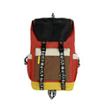 Oxford cloth backpack in black, green, or red with adjustable carrying straps.