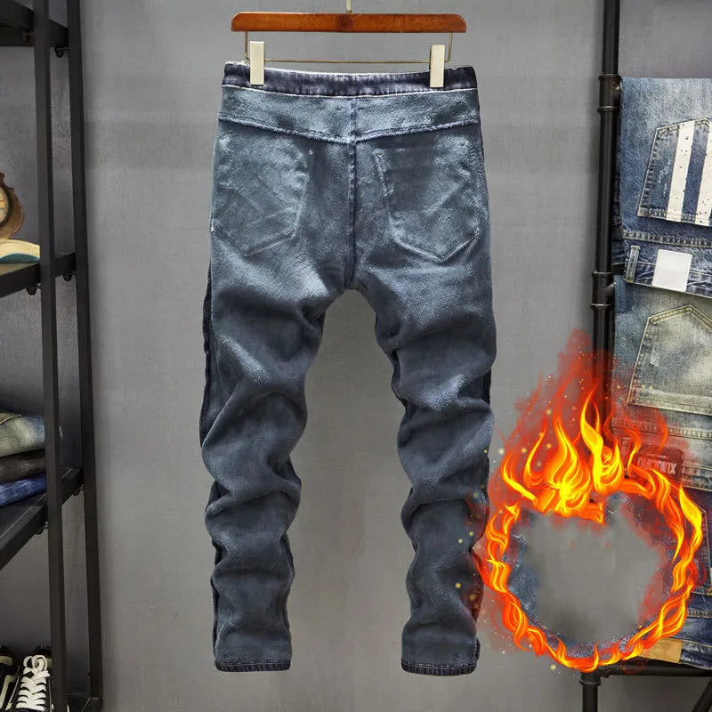Men's skinny fit jeans in dark blue cotton denim with micro elasticity and mid-waist design
