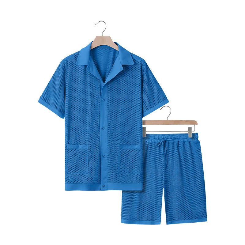 Ladies' lightweight polyester beach cardigan shorts suit in summer colours