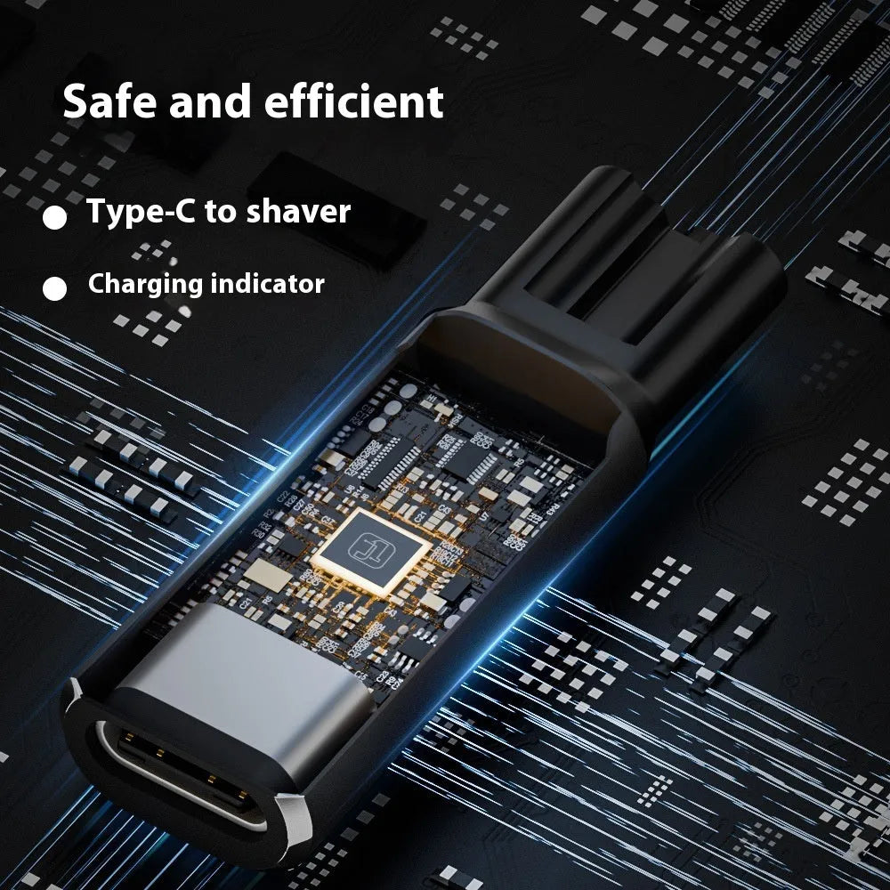 Black or grey USB-C charging adapter for electric shavers with 4.3V 8W output