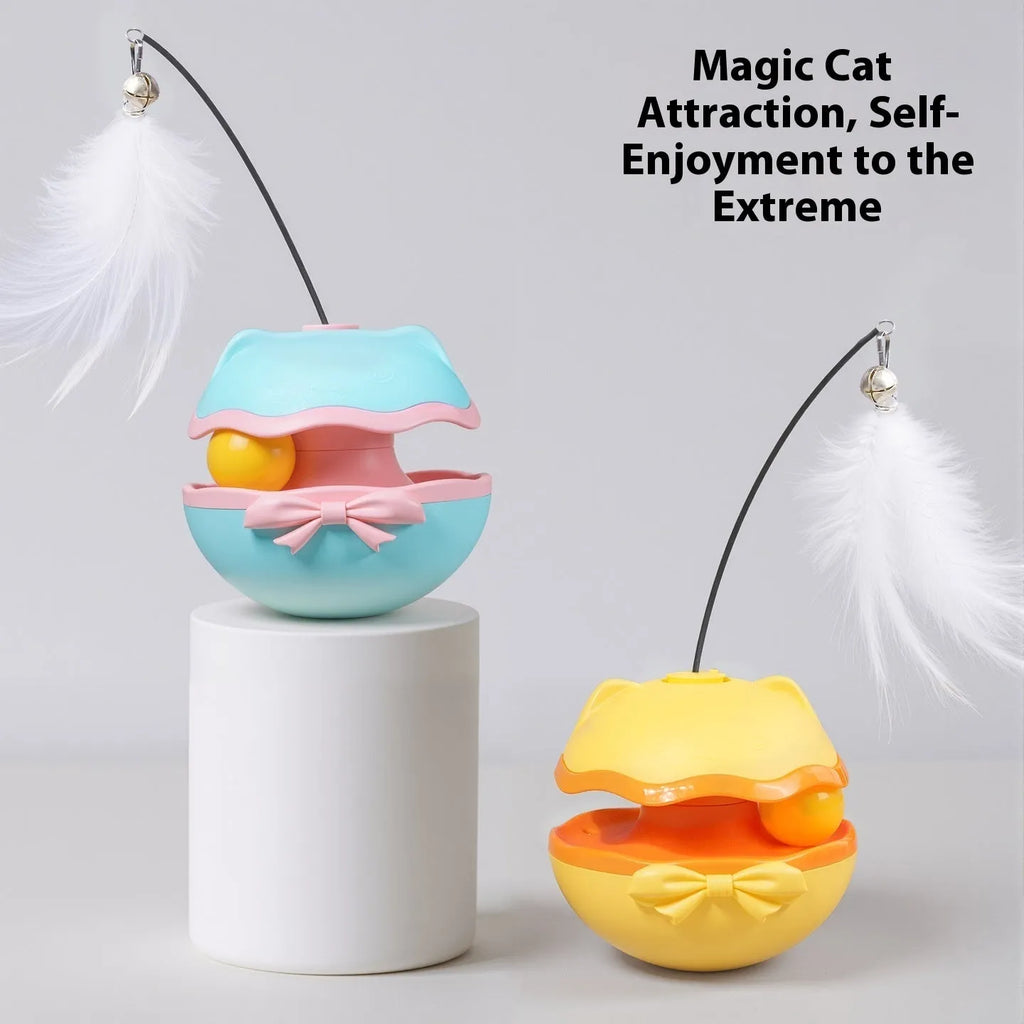 Electric cat toy tumbler self-hi cat teaser in lemon yellow, sky blue or soft fog grey