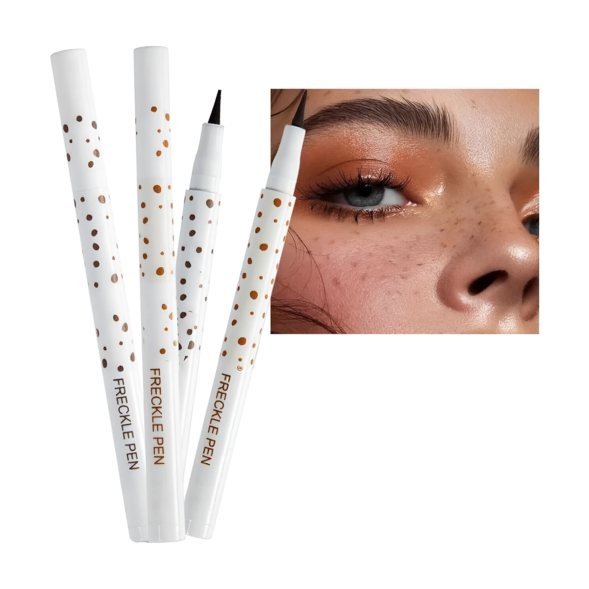 Dark brown freckle pen with precision tip for creating natural-looking waterproof freckles