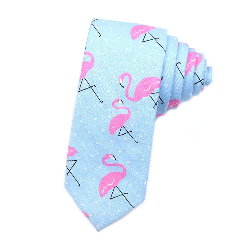 Narrow Korean style cotton bow tie with cartoon print pattern in various colour options