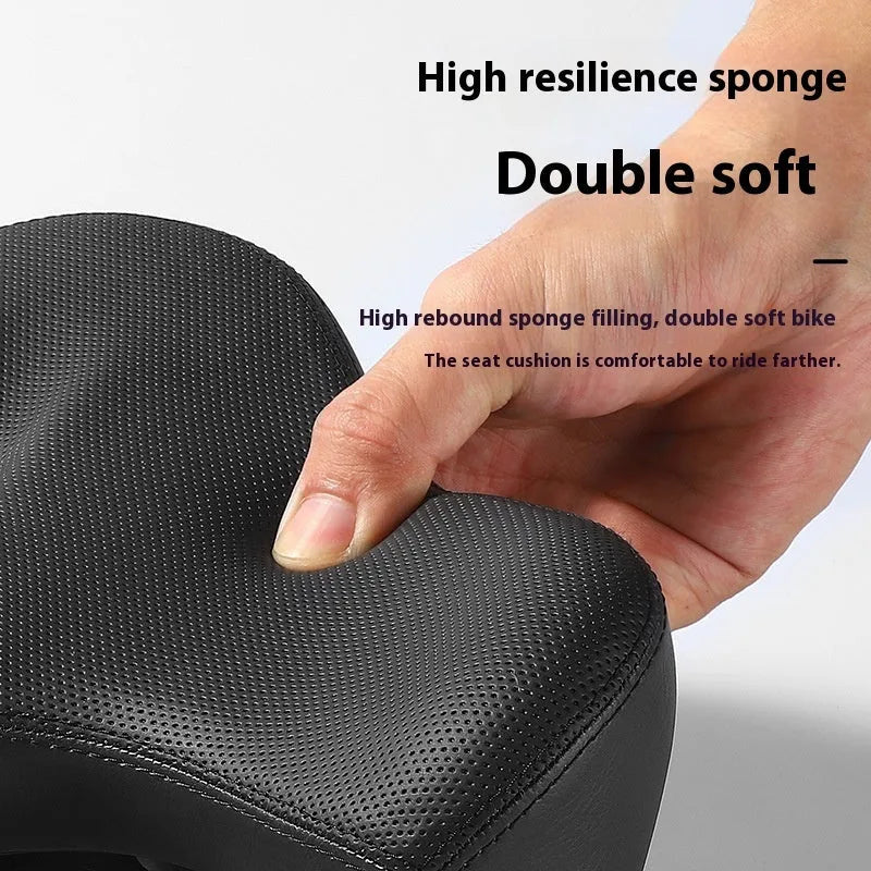 Black leather bicycle saddle cushion with polyurethane foam padding